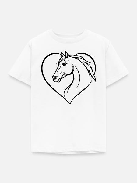 Pferd Herz reiten Geschenk Reiter  - Kinder T-Shirt - Weiß