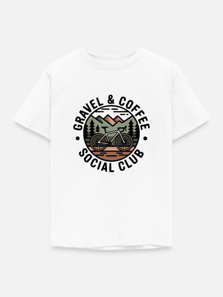 Gravel & Coffee Club - Kinder T-Shirt - Weiß