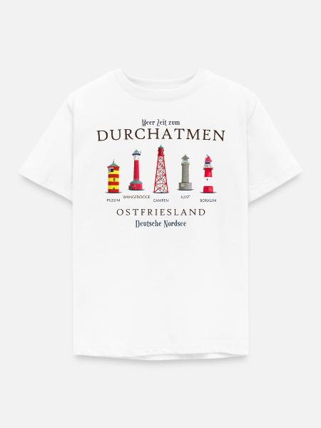Ostfriesland, handgezeichnete Leuchttürme - Kinder T-Shirt - Weiß