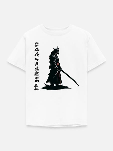 Samurai-Schatten: Katana Noir - Kinder T-Shirt - Weiß