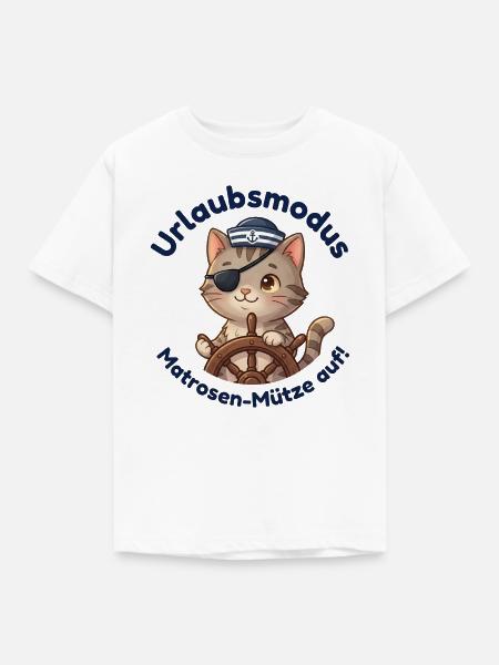 Kater Urlaubsmodus Matrosenmütze - Kinder T-Shirt - Weiß