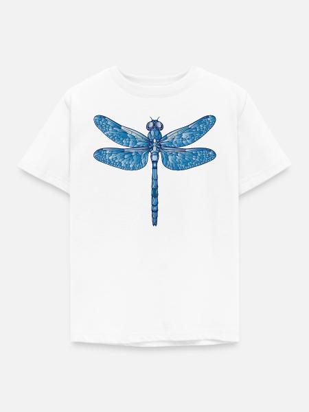 Blaue Libelle Illustration im Vektorstil - Kinder T-Shirt - Weiß