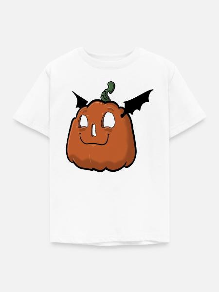 Fröhlicher Kürbis-Gesicht - Kinder T-Shirt - Weiß