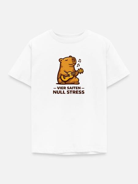Vier Saiten Null Stress Ukulele Wasserschwein - Kinder T-Shirt - Weiß