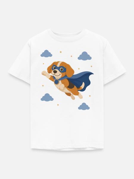 Beagle Superheld mit Umhang - Kinder T-Shirt - Weiß