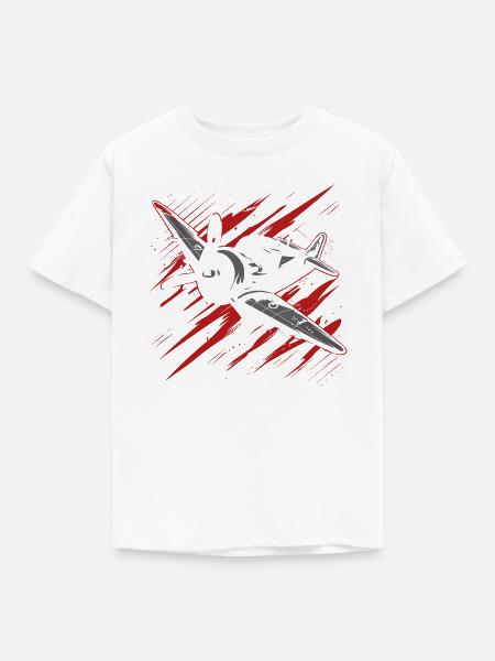 Propellerflugzeug Skizze - Kinder T-Shirt - Weiß