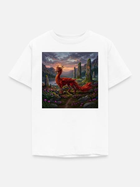 Roter Drache auf Mystischen Feldern - Kinder T-Shirt - Weiß