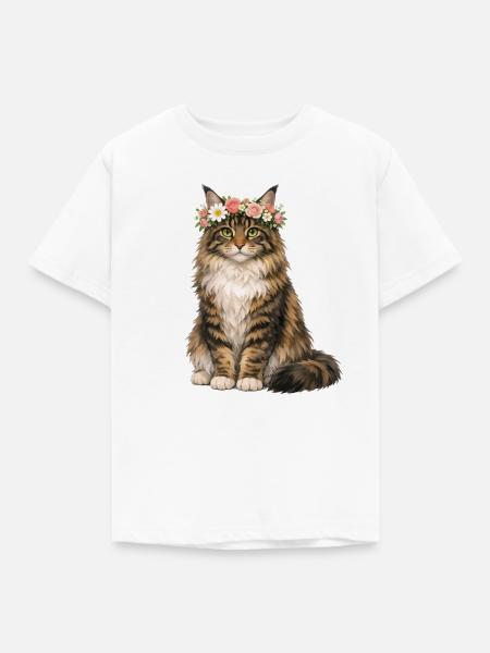 Maine Coon Katze - Kinder T-Shirt - Weiß