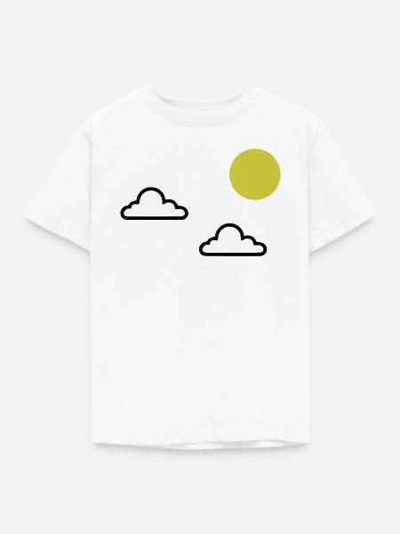 Wolken mit Sonne Minimal - Kinder T-Shirt - Weiß