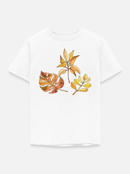 Blätter - Kinder T-Shirt - Weiß