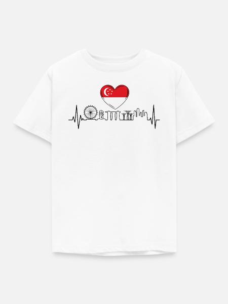 Singapur Skyline Herzschlag Asiatisch - Kinder T-Shirt - Weiß