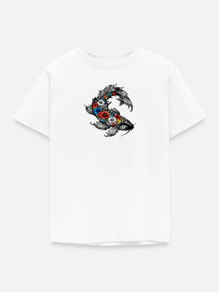 FloralS Schrift auf Schwarz - Kinder T-Shirt - Weiß