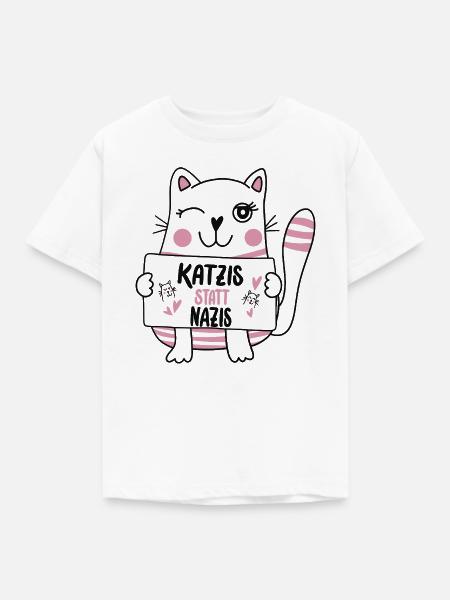 Katzis statt Nazis - Kinder T-Shirt - Weiß