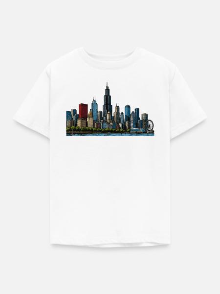 Chicago Stadt Skyline - Kinder T-Shirt - Weiß