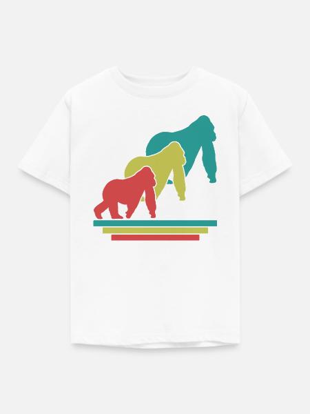 Affenfamilie Retro - Kinder T-Shirt - Weiß