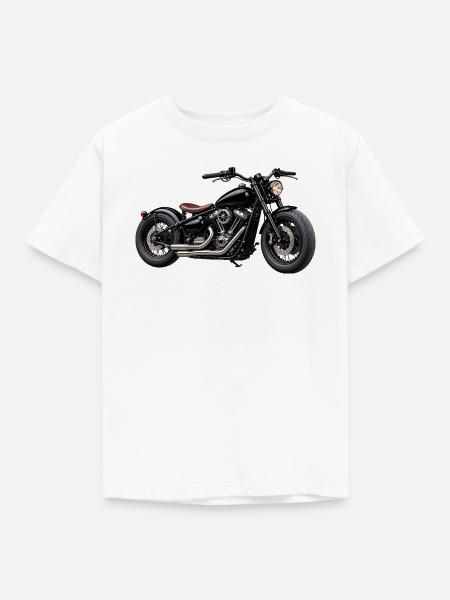 Realistisches Bobber Motorrad - Kinder T-Shirt - Weiß