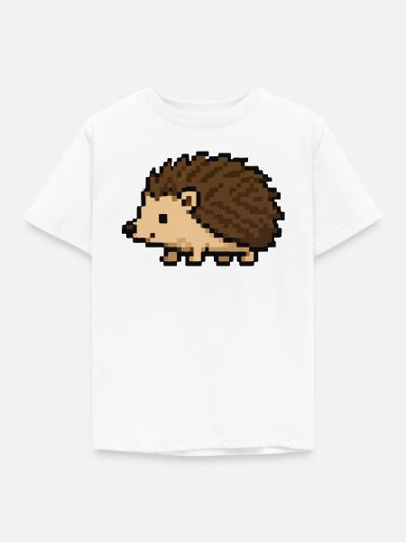 Pixeliger Igel im Retro-Stil - Kinder T-Shirt - Weiß