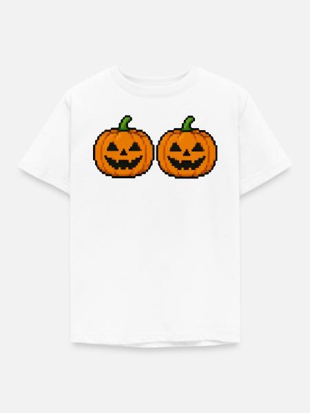 Kürbisse Pixel - Kinder T-Shirt - Weiß