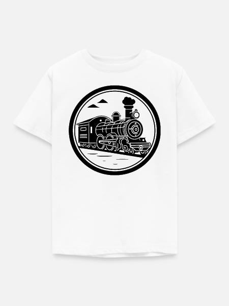 Dampflokomotive Skizze - Kinder T-Shirt - Weiß