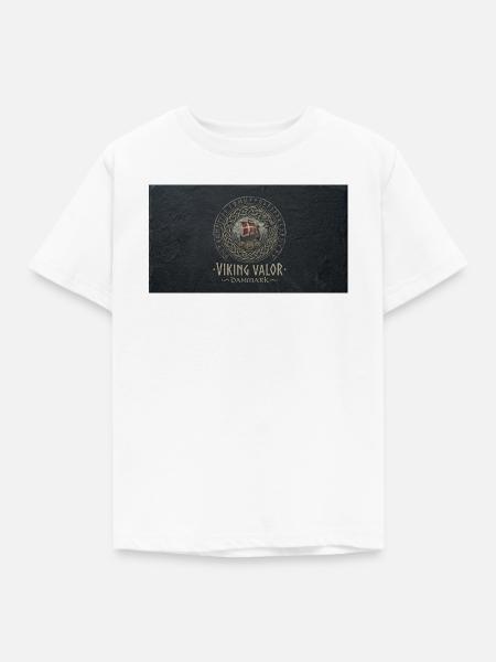 Viking Valor Danmark Emblem - Kinder T-Shirt - Weiß