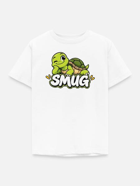 Schildkröte Smug Cartoonshirt - Kinder T-Shirt - Weiß