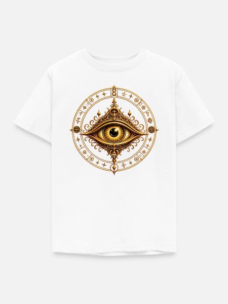 Allsehendes Auge Ornamentkreis - Kinder T-Shirt - Weiß