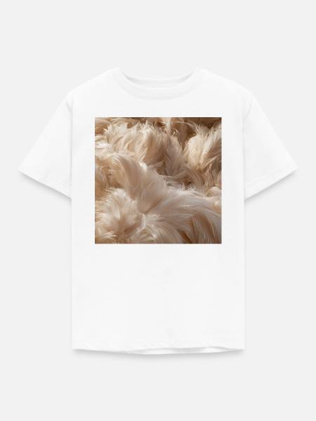 Flauschige beige Federn - Kinder T-Shirt - Weiß