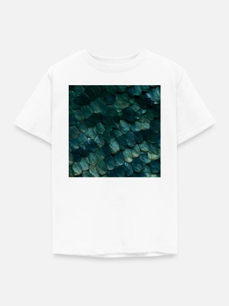 Texturierte Smaragd-Schuppe - Kinder T-Shirt - Weiß