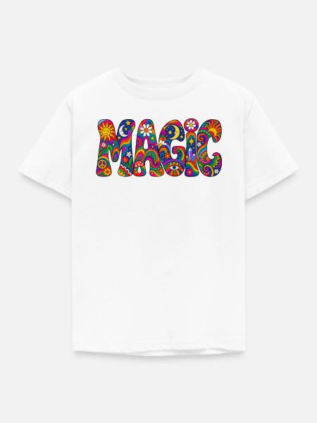 Magischer Psychedelic Schriftzug - Kinder T-Shirt - Weiß