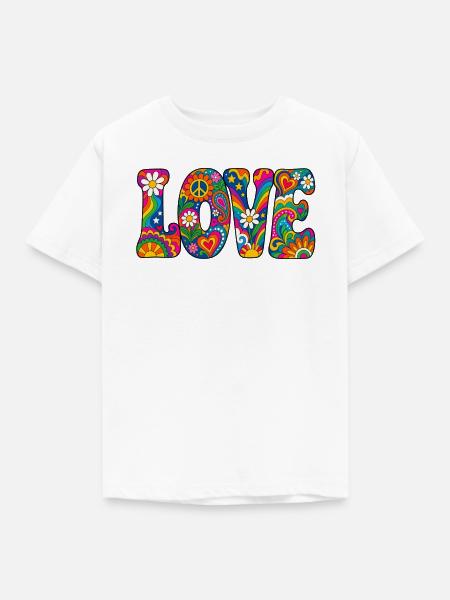Regenbogenliebe mit Peacezeichen - Kinder T-Shirt - Weiß