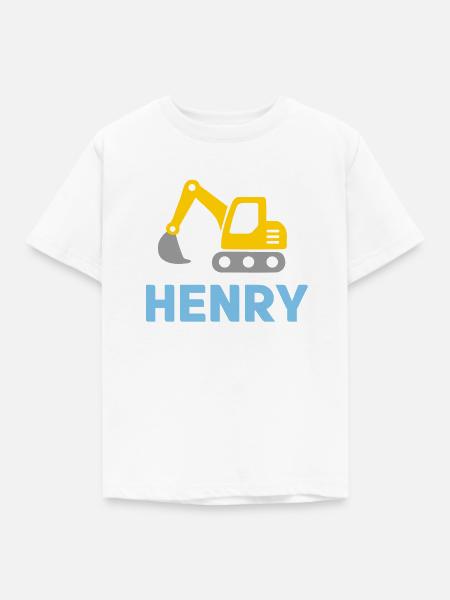 Bagger Henry gelb - Kinder T-Shirt - Weiß
