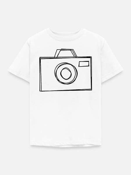 Kamera handgezeichnet - Kinder T-Shirt - Weiß