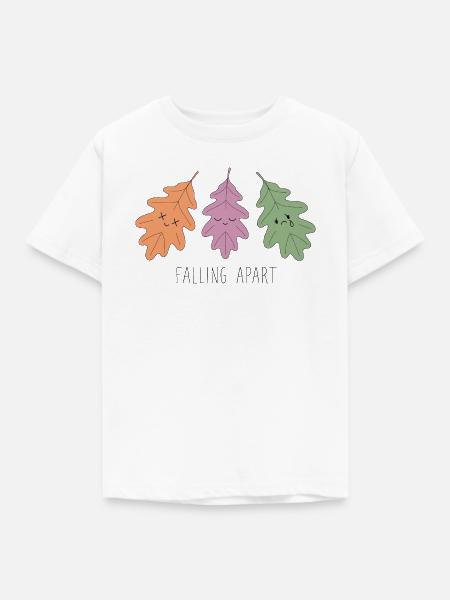 Falling Apart - Pastel Herbst Blätter - Kinder T-Shirt - Weiß