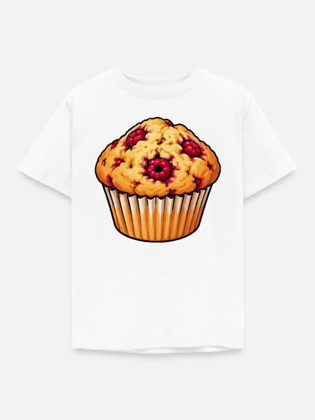 Himbeer-Muffin Cartoon - Kinder T-Shirt - Weiß