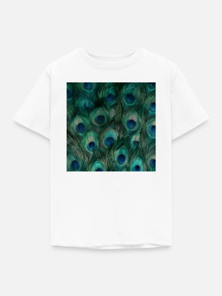 Smaragdgrüne Pfauenfedern - Kinder T-Shirt - Weiß