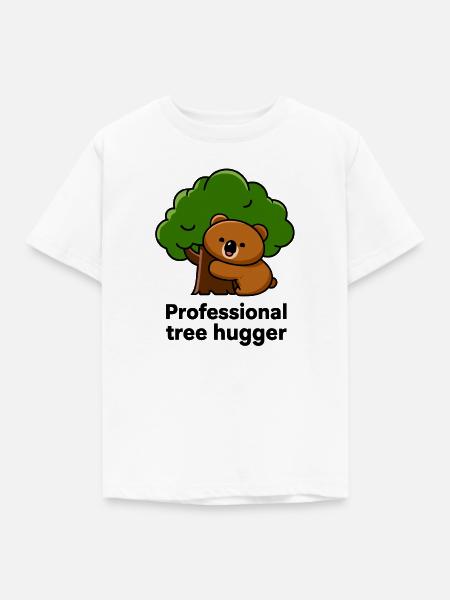 Bär umarmt Baum – Umweltheld - Kinder T-Shirt - Weiß