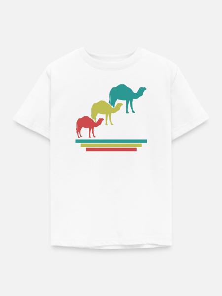 Kamele Im Retro-Look - Kinder T-Shirt - Weiß