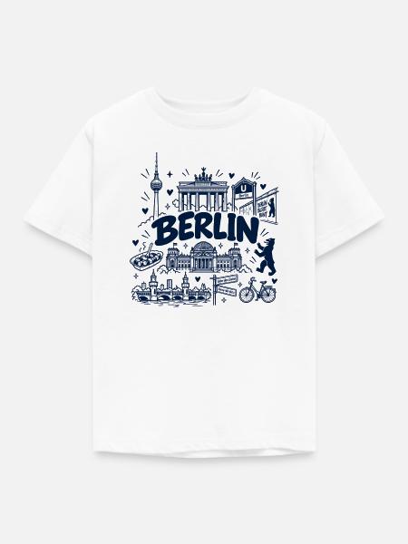 Berlin - Hauptstadt mit Sehenswürdigkeiten - Kinder T-Shirt - Weiß