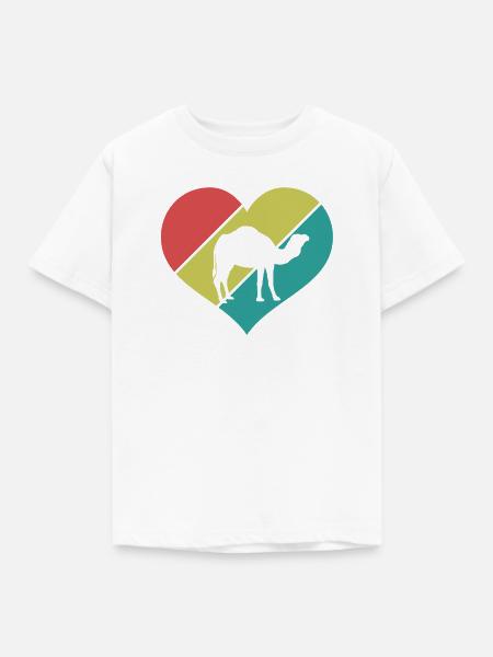 Kamel Herz Retro Look - Kinder T-Shirt - Weiß
