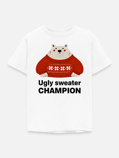 Polarbär im Ugly Sweater Champion - Kinder T-Shirt - Weiß