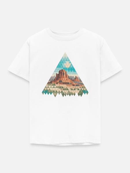 Berglandschaft im Dreiecks-Mosaik - Kinder T-Shirt - Weiß
