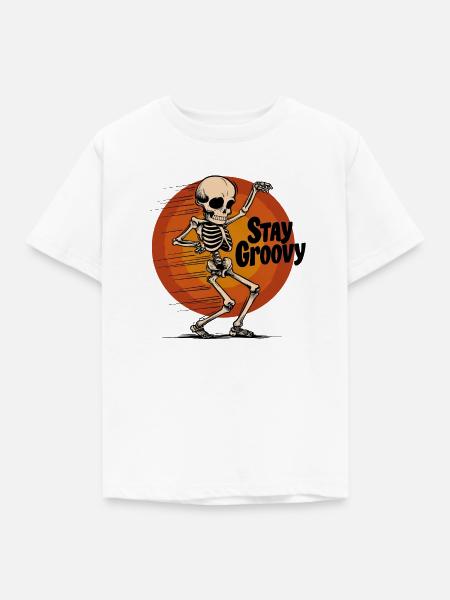 Tanzendes Skelett Stay Groovy - Kinder T-Shirt - Weiß