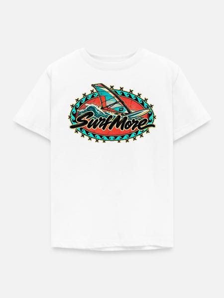 Surf More Retro Surf-Design - Kinder T-Shirt - Weiß