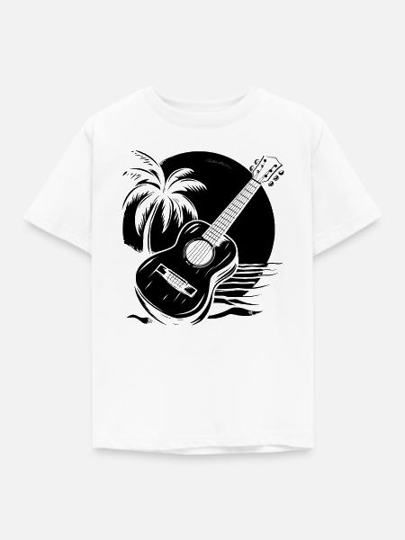 Ukulele Zeichnung - Kinder T-Shirt - Weiß