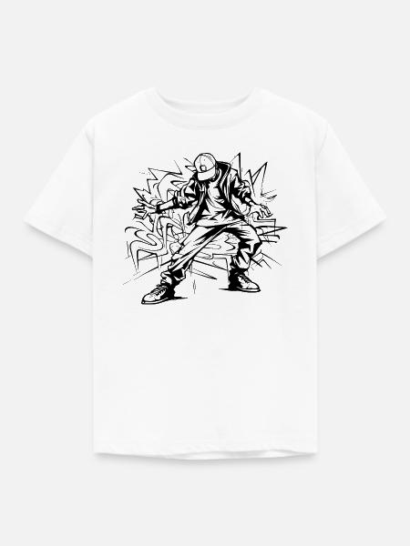 Breakdancer Skizze - Kinder T-Shirt - Weiß
