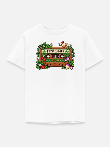 Farm Beats Pixel Cassette - Kinder T-Shirt - Weiß