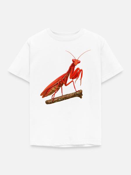 Gottesanbeterin rot - Kinder T-Shirt - Weiß