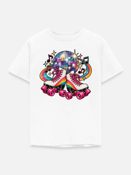 Disco Roller Neon Regenbogen - Kinder T-Shirt - Weiß