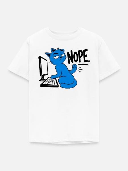 Katzen-Geek-Humor NEIN - Kinder T-Shirt - Weiß