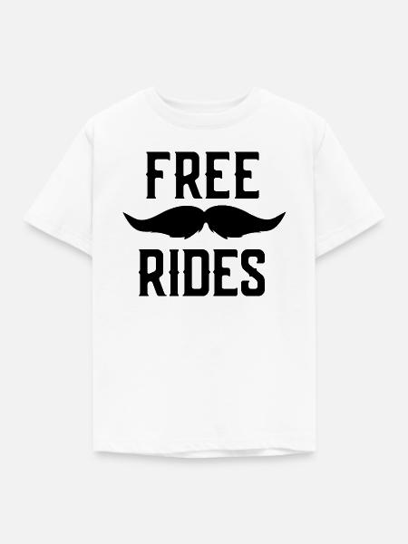 Kostenlose Schnurrbart-Reiten für Männer - Kinder T-Shirt - Weiß